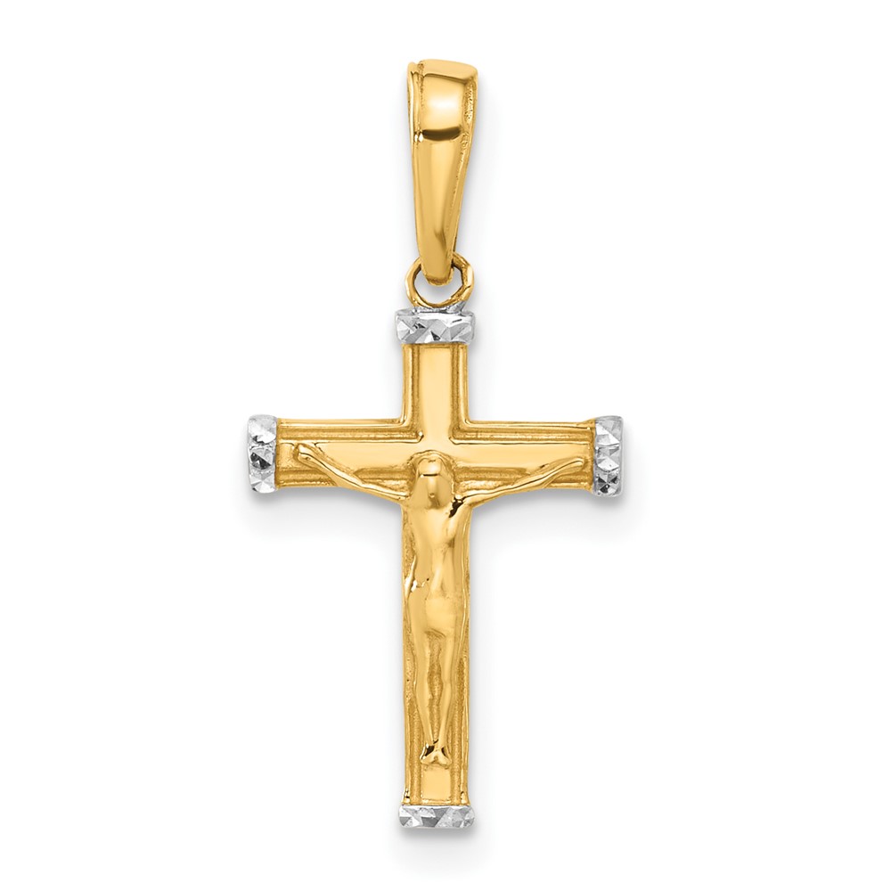 C4956.jpg 14k and White Rhodium Diamond-cut Crucifix Cross Pendant - Image 1
