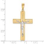 14K Two-tone Polished and Textured Crucifix Pendant - Image 4
