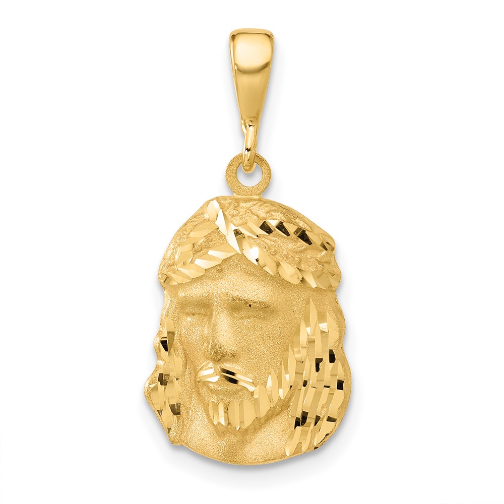 C4968.jpg 14K Satin and Diamond-cut Jesus Medal Pendant - Image 1