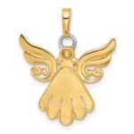 14k and White Rhodium Diamond-cut Angel Pendant - Image 3