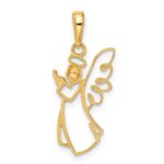 14K and White Rhodium Cut-out Diamond-cut Angel Pendant - Image 3