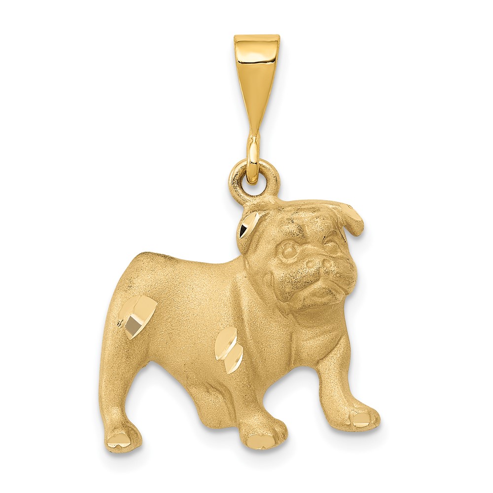 C522.jpg 14k Satin Diamond-cut Bulldog Pendant - Image 1