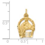 14k Satin Diamond-cut Horse Head in Horseshoe Charm - Image 3