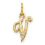 14KY Script Letter V Initial Charm