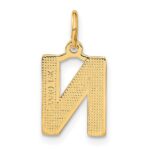 14KY Satin Diamond-cut Letter N Initial Charm - Image 3