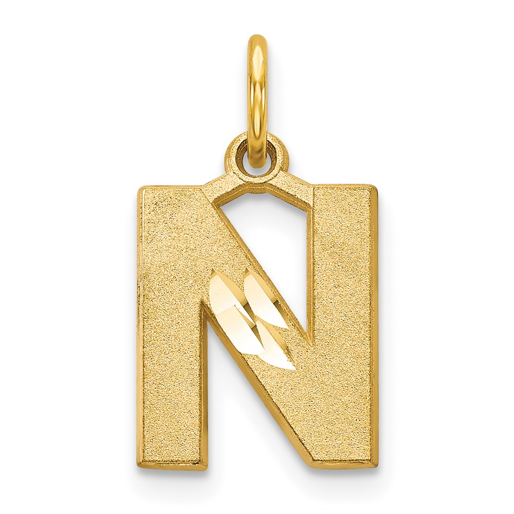 C566N.jpg 14KY Satin Diamond-cut Letter N Initial Charm - Image 1