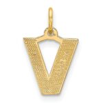 14KY Satin Diamond-cut Letter V Initial Charm - Image 3