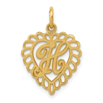 14k Heart Letter H Charm