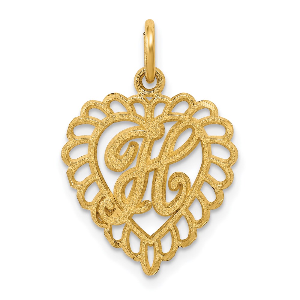 C568H.jpg 14k Heart Letter H Charm - Image 1