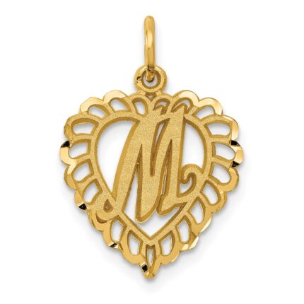 14k Heart Letter M Charm