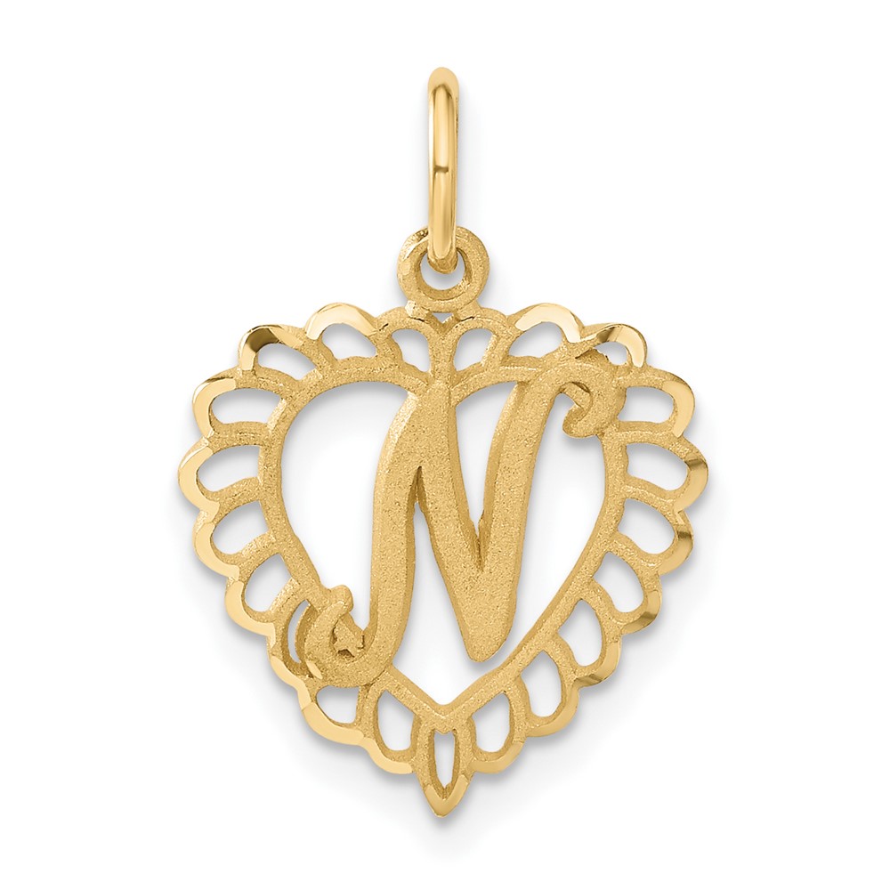 C568N.jpg 14k Heart Letter N Charm - Image 1