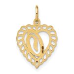 14k Heart Letter O Charm - Image 3