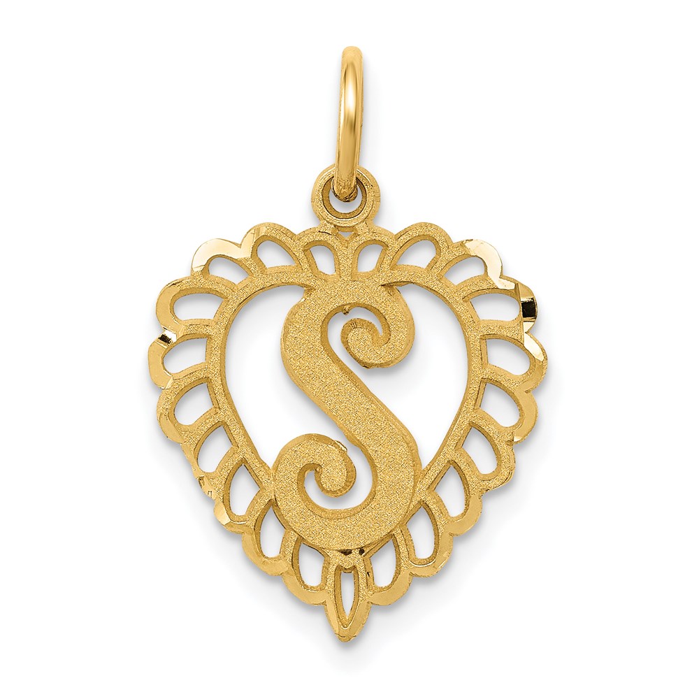 C568S.jpg 14k Heart Letter S Charm - Image 1