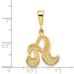 14KY Polished Script Filigree Letter A Initial Pendant - Image 4
