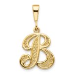 14KY Polished Script Filigree Letter B Initial Pendant