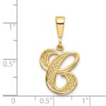 14KY Polished Script Filigree Letter C Initial Pendant - Image 4