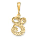 14KY Polished Script Filigree Letter E Initial Pendant - Image 3