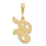 14KY Polished Script Filigree Letter F Initial Pendant - Image 3