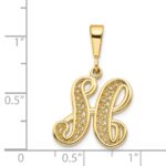 14KY Polished Script Filigree Letter H Initial Pendant - Image 3