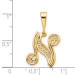 14KY Polished Script Filigree Letter N Initial Pendant - Image 3