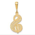 14KY Polished Script Filigree Letter S Initial Pendant - Image 3