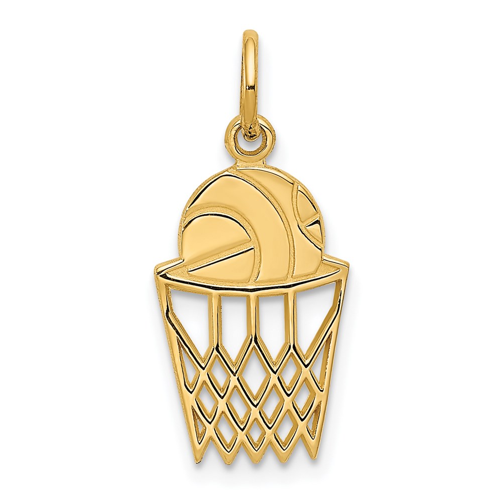C580.jpg 14k Basketball in Net Charm - Image 1