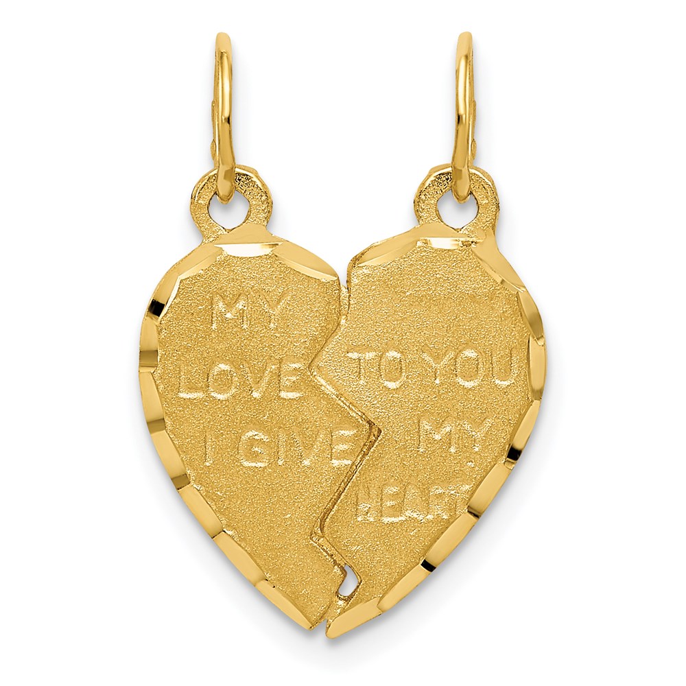 C59.jpg 14k 2-Piece Break-Apart MY LOVE TO YOU I GIVE MY HEART Charm - Image 1