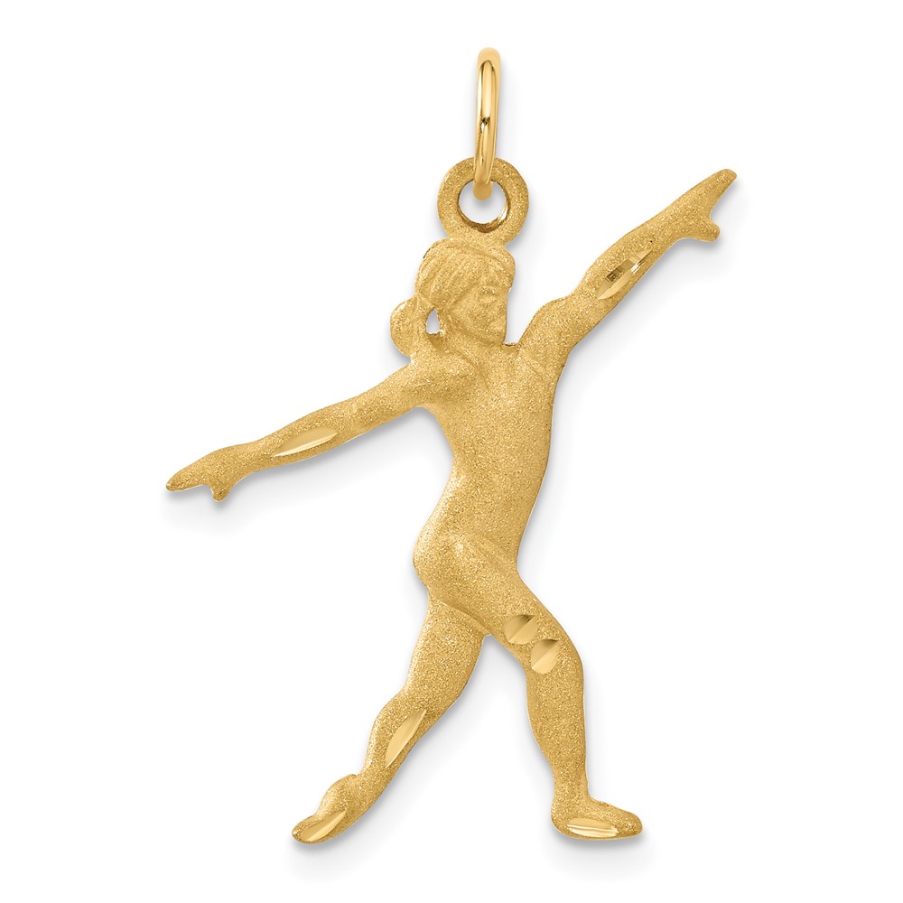 C590.jpg 14k Satin Diamond-cut Gymnast Charm - Image 1