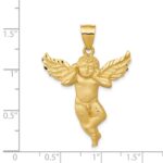 14K Satin Diamond-cut Angel Pendant - Image 4