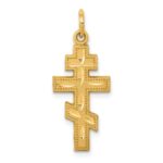 14k Satin and Textured Diamond-cut Eastern Orthodox Cross Charm