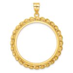 Wideband Distinguished Coin Jewelry 14k Polished Diamond-cut and Wide Twisted Wire 32.7mm Prong Coin Bezel Pendant - Image 3