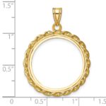 Wideband Distinguished Coin Jewelry 14k Polished Wide Twisted Wire 22.0mm Prong Coin Bezel Pendant - Image 4