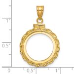 Wideband Distinguished Coin Jewelry 14k Polished Wide Twisted Wire 16.5mm x 1.35mm Screw Top Coin Bezel Pendant - Image 4