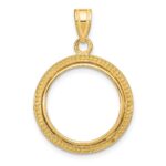 Wideband Distinguished Coin Jewelry 14k Polished and Beaded 16.5mm Prong Coin Bezel Pendant