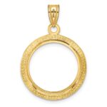 Wideband Distinguished Coin Jewelry 14k Polished and Beaded 18.0mm Prong Coin Bezel Pendant - Image 3