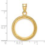 Wideband Distinguished Coin Jewelry 14k Polished and Beaded 18.0mm Prong Coin Bezel Pendant - Image 4