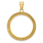 Wideband Distinguished Coin Jewelry 14k Polished and Beaded 22.0mm Prong Coin Bezel Pendant