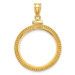 Wideband Distinguished Coin Jewelry 14k Polished and Beaded 22.0mm x 1.9mm Screw Top Coin Bezel Pendant
