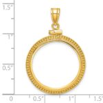Wideband Distinguished Coin Jewelry 14k Polished and Beaded 22.0mm x 1.9mm Screw Top Coin Bezel Pendant - Image 4