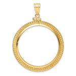 Wideband Distinguished Coin Jewelry 14k Polished and Beaded 32.7mm x 3.00mm Screw Top Coin Bezel Pendant
