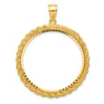Wideband Distinguished Coin Jewelry 14k Polished and Diamond-cut with Casted Rope 32.0mm Prong Coin Bezel Pendant