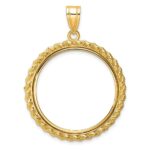 Wideband Distinguished Coin Jewelry 14k Polished with Casted Rope 27.0mm Prong Coin Bezel Pendant