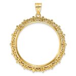 Wideband Distinguished Coin Jewelry 14k Polished Fancy 32.7mm Prong Coin Bezel Pendant - Image 3