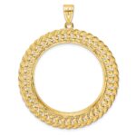 Wideband Distinguished Coin Jewelry 14k Polished and Diamond-cut Heart and Rope 32.7mm Prong Coin Bezel Pendant - Image 3