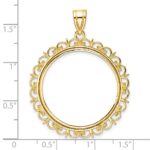 Wideband Distinguished Coin Jewelry 14k Polished Fancy 27.0mm Prong Coin Bezel Pendant - Image 4