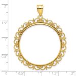 Wideband Distinguished Coin Jewelry 14k Polished Fancy 32.7mm Prong Coin Bezel Pendant - Image 4