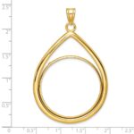 Wideband Distinguished Coin Jewelry 14k Polished Lightweight Teardrop 32.0mm Prong Coin Bezel Pendant - Image 4