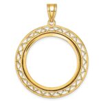 Wideband Distinguished Coin Jewelry 14k Polished Fancy Wire 27.0mm Prong Coin Bezel Pendant