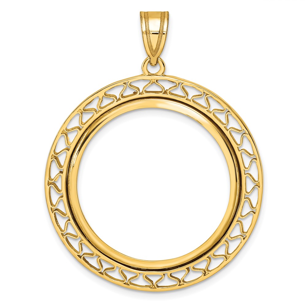 C8193_27.0.jpg Wideband Distinguished Coin Jewelry 14k Polished Fancy Wire 27.0mm Prong Coin Bezel Pendant - Image 1