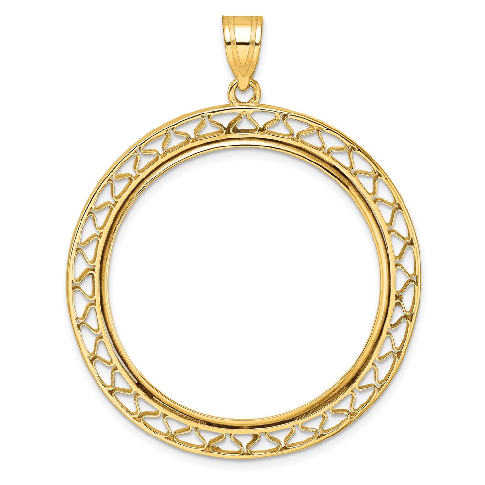 C8193_32.7.jpg Wideband Distinguished Coin Jewelry 14k Polished Fancy Wire 32.7mm Prong Coin Bezel Pendant - Image 1